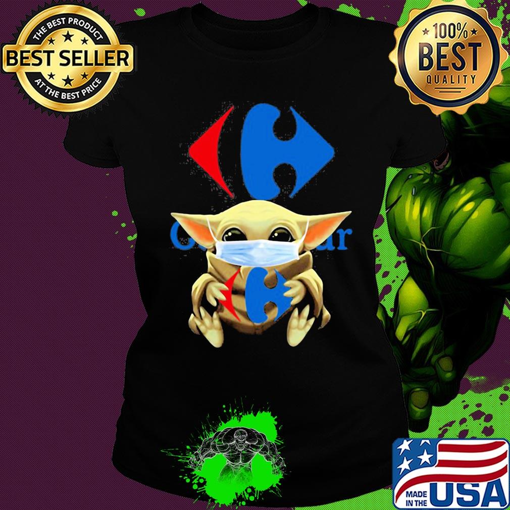 Baby Yoda hug Viajes Carrefour mask s Ladies tee Baby Yoda hug Viajes Carrefour mask s Ladies tee