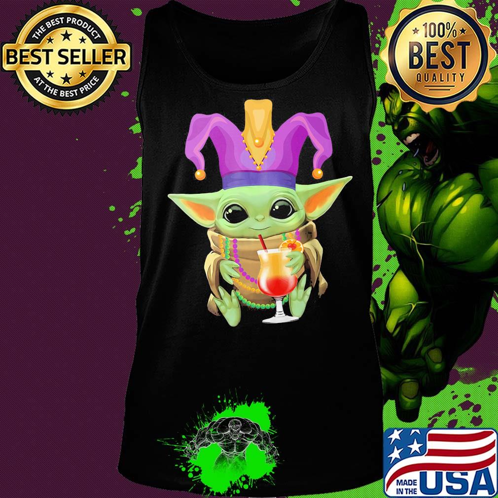 Baby Yoda Mardi Gras drink orange Juice s Tank top Baby Yoda Mardi Gras drink orange Juice s Tank top