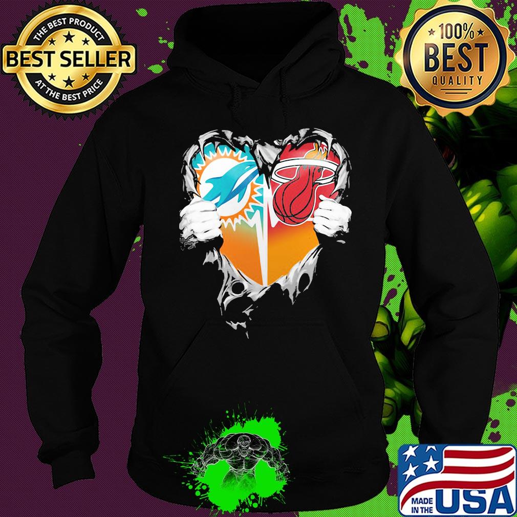 Blood inside miami dolphins vs miami heat heart s Hoodie Blood inside miami dolphins vs miami heat heart s Hoodie