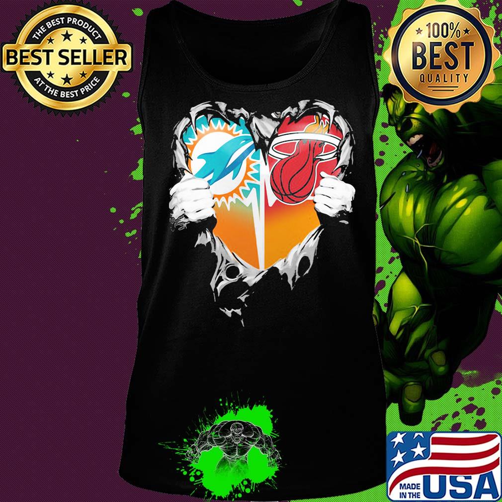 Blood inside miami dolphins vs miami heat heart s Tank top Blood inside miami dolphins vs miami heat heart s Tank top