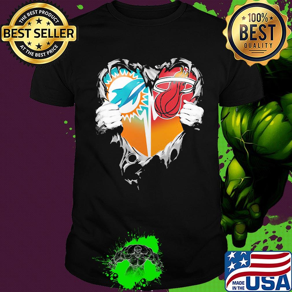 Blood inside miami dolphins vs miami heat heart shirt Blood inside miami dolphins vs miami heat heart shirt