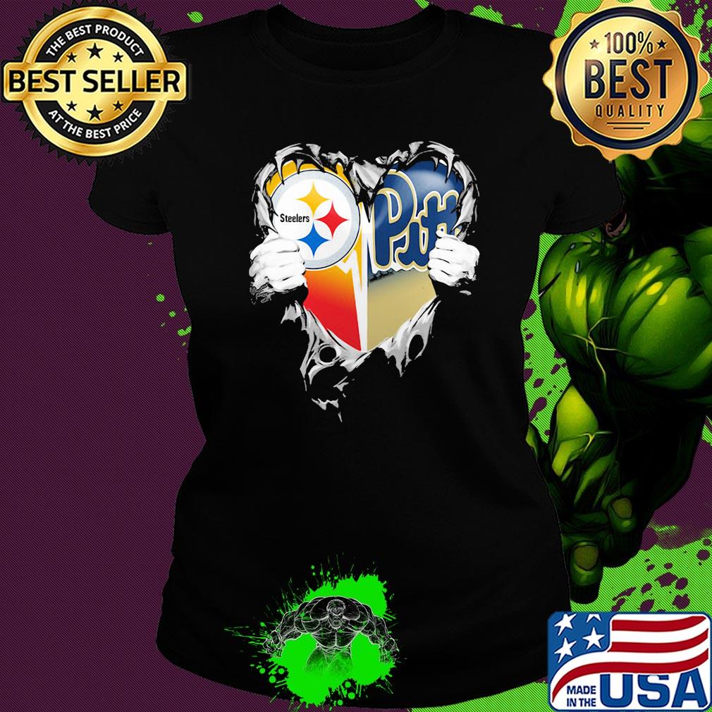 Blood inside pittsburgh steelers vs pittsburgh penguins football heart s Ladies tee Blood inside pittsburgh steelers vs pittsburgh penguins football heart s Ladies tee