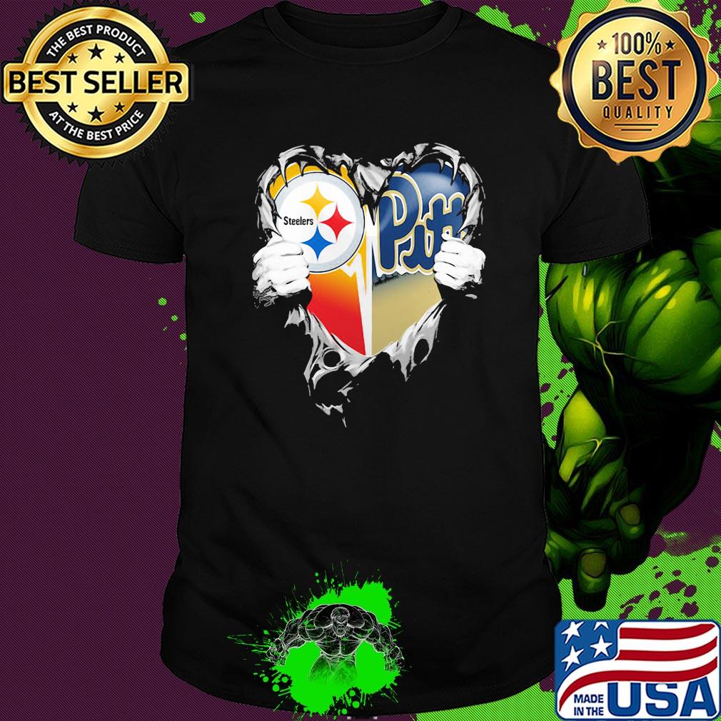 Blood inside pittsburgh steelers vs pittsburgh penguins football heart shirt