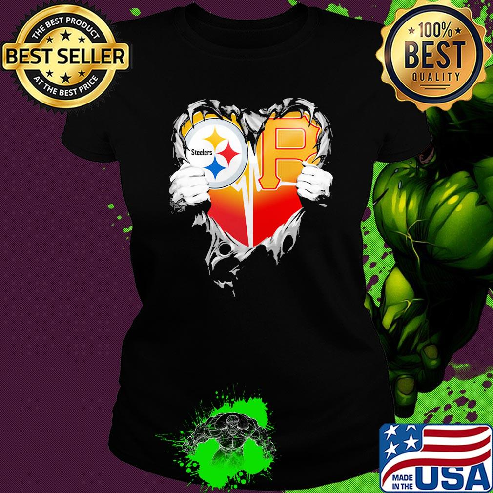 Blood inside pittsburgh steelers vs pittsburgh pirates cap football heartbeat s Ladies tee Blood inside pittsburgh steelers vs pittsburgh pirates cap football heartbeat s Ladies tee