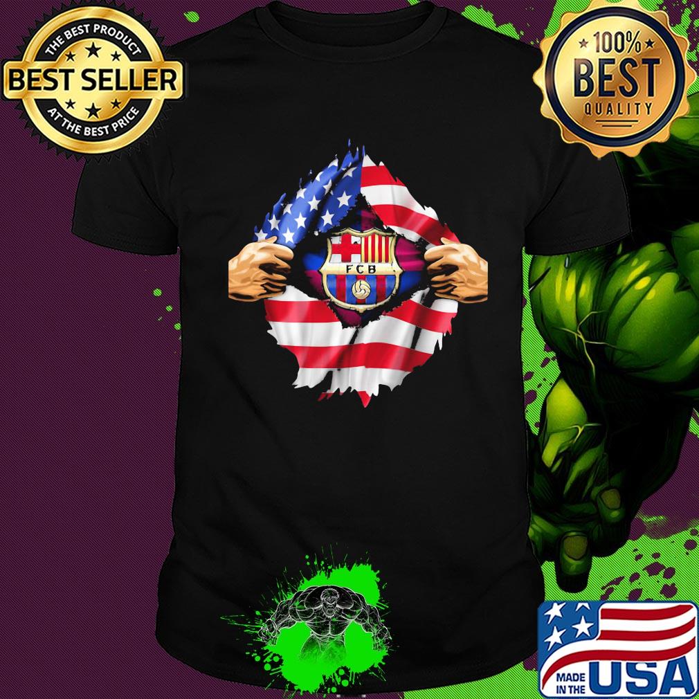 Blood insides barcelona soccer american flag independence day shirt