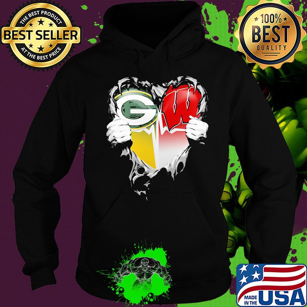 Blood insides green bay packers and wisconsin badgers heart heartbeat s Hoodie Blood insides green bay packers and wisconsin badgers heart heartbeat s Hoodie