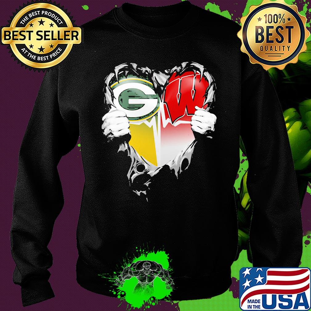 Blood insides green bay packers and wisconsin badgers heart heartbeat s Sweater Blood insides green bay packers and wisconsin badgers heart heartbeat s Sweater