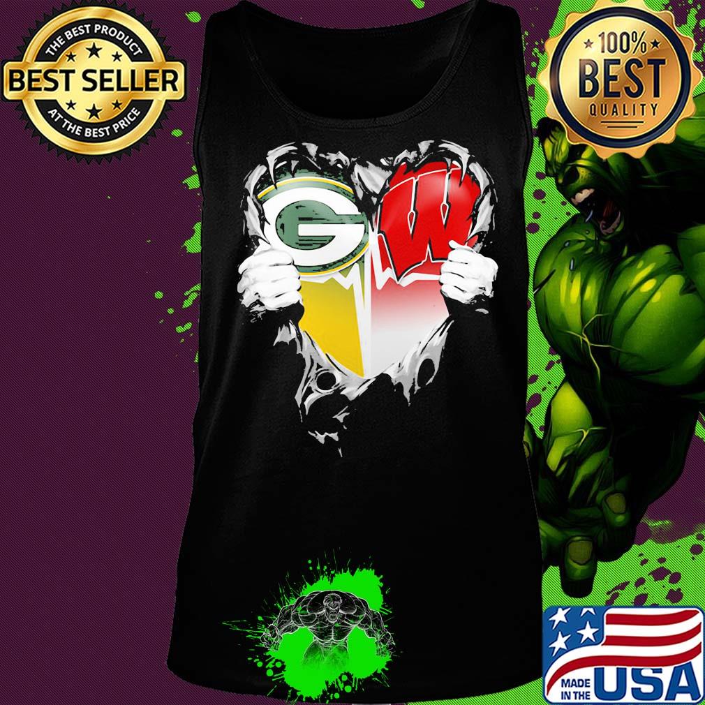 Blood insides green bay packers and wisconsin badgers heart heartbeat s Tank top Blood insides green bay packers and wisconsin badgers heart heartbeat s Tank top