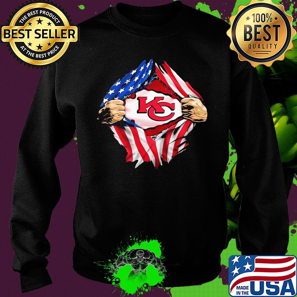 Blood insides kansas city chiefs american flag independence day s Sweater Blood insides kansas city chiefs american flag independence day s Sweater