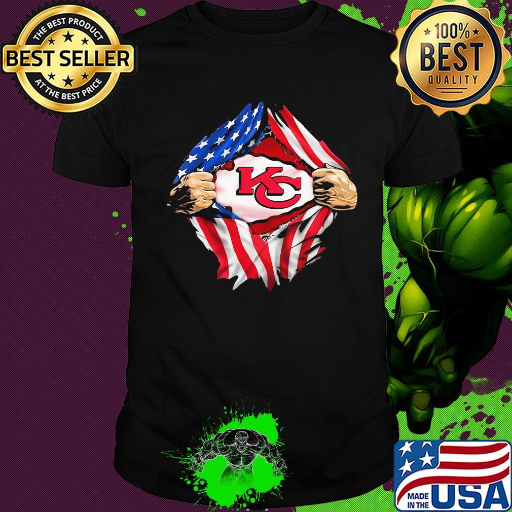Blood insides kansas city chiefs american flag independence day shirt