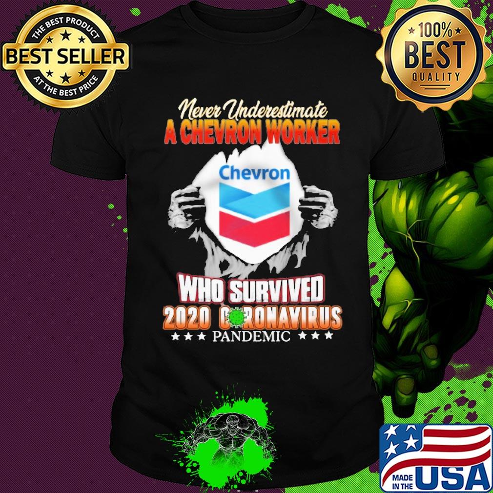 Blood insides never underestimate a chevron worker who survived 2020 coronavirus pandemic shirt