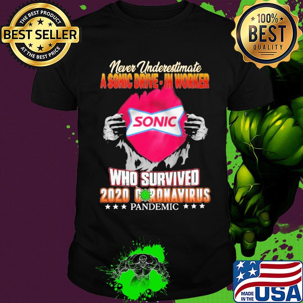 Blood insides never underestimate a sonic worker who survived 2020 coronavirus pandemic shirt Blood insides never underestimate a sonic worker who survived 2020 coronavirus pandemic shirt