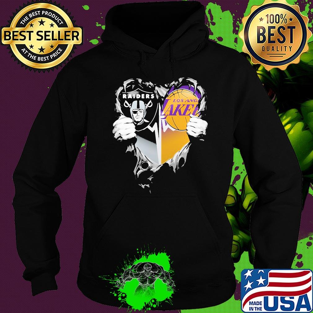 Blood insides oakland raiders and los angeles lakers heart s Hoodie Blood insides oakland raiders and los angeles lakers heart s Hoodie