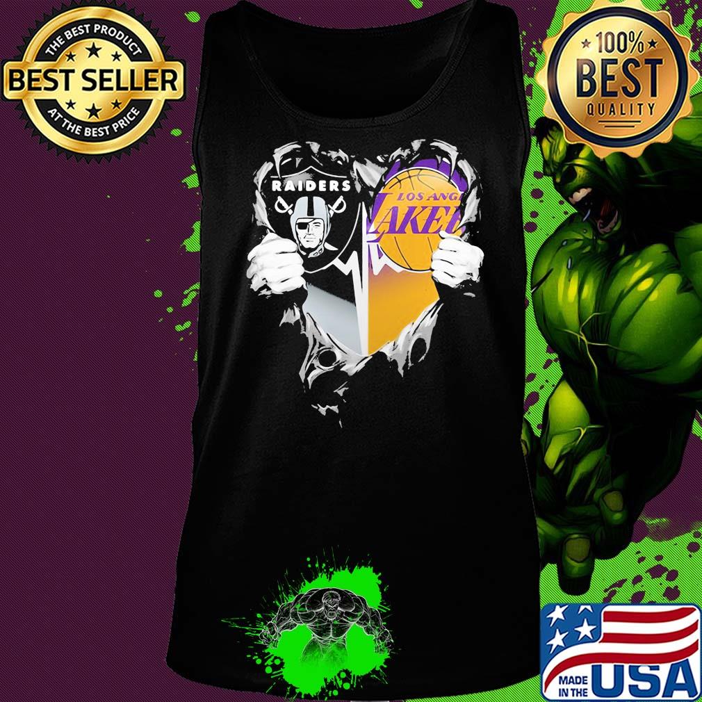 Blood insides oakland raiders and los angeles lakers heart s Tank top Blood insides oakland raiders and los angeles lakers heart s Tank top