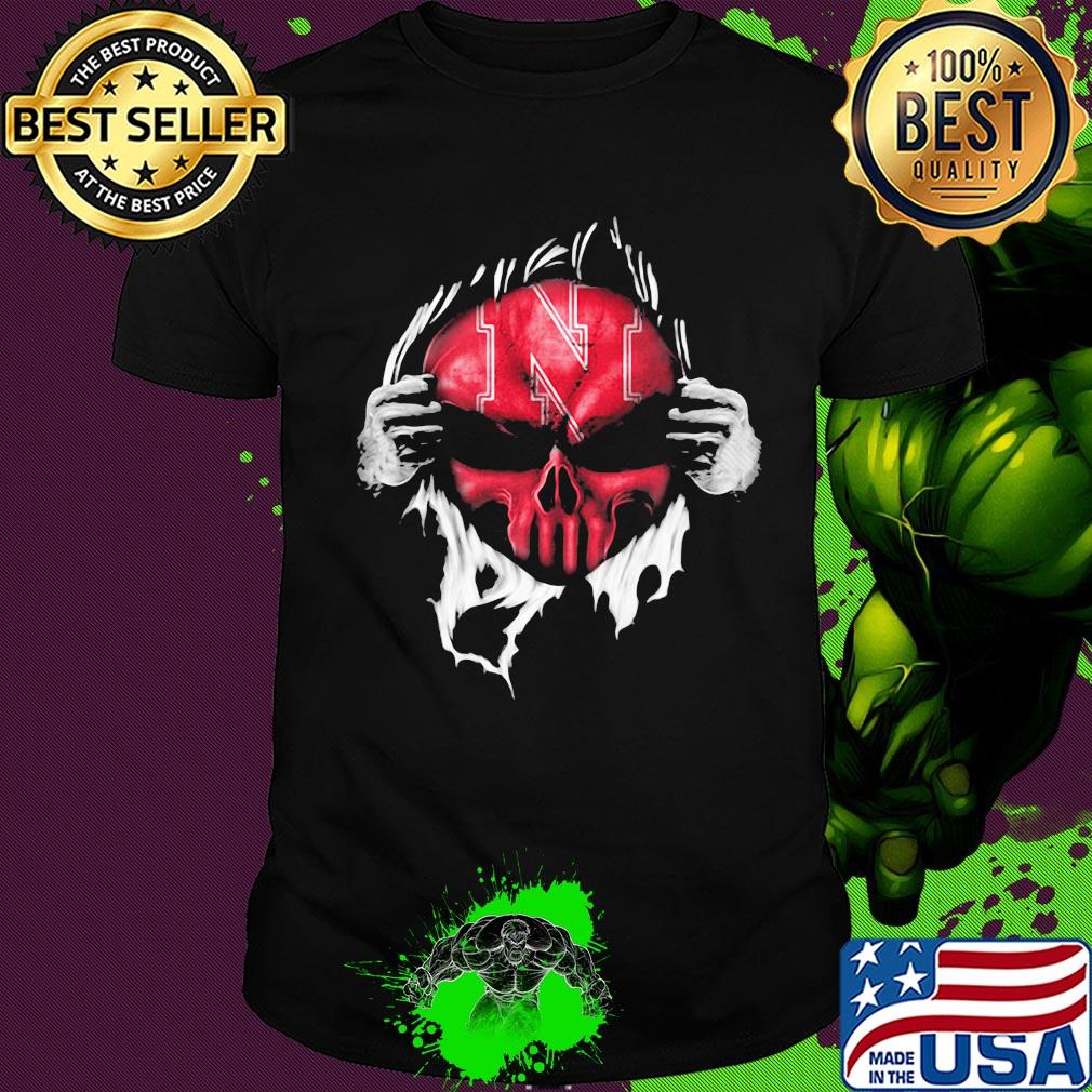 Blood insides skull nebraska cornhuskers shirt