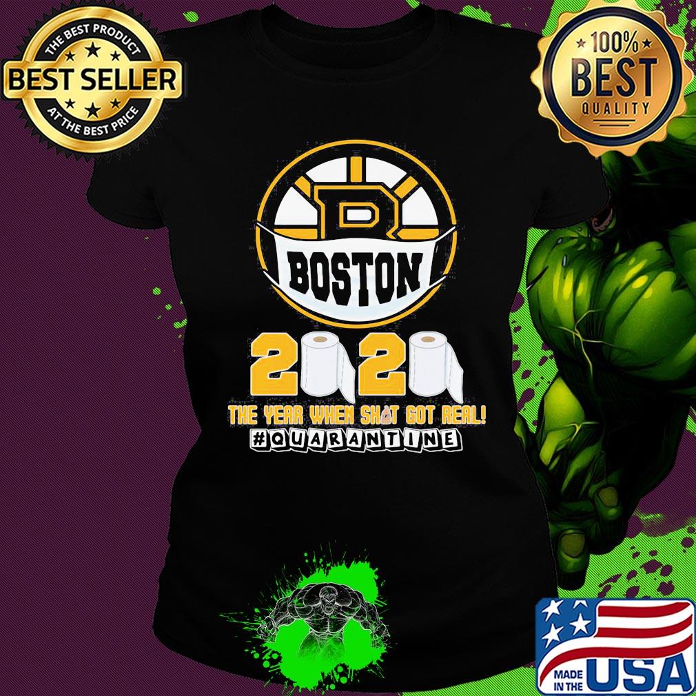 Boston bruins mask 2020 the year when shit got real quarantine toilet paper s Ladies tee Boston bruins mask 2020 the year when shit got real quarantine toilet paper s Ladies tee