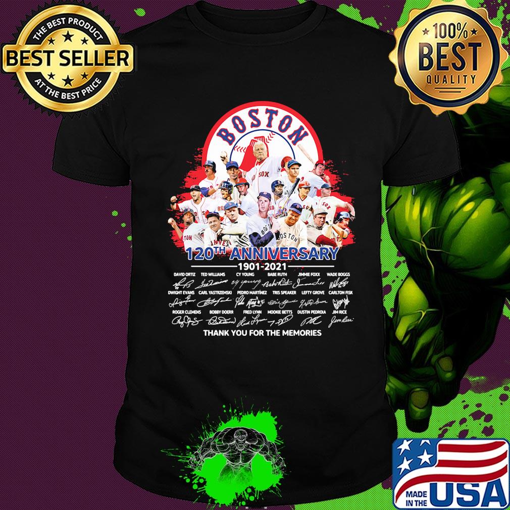 Boston red sox 120th anniversary thank you for the memories signatures shirt