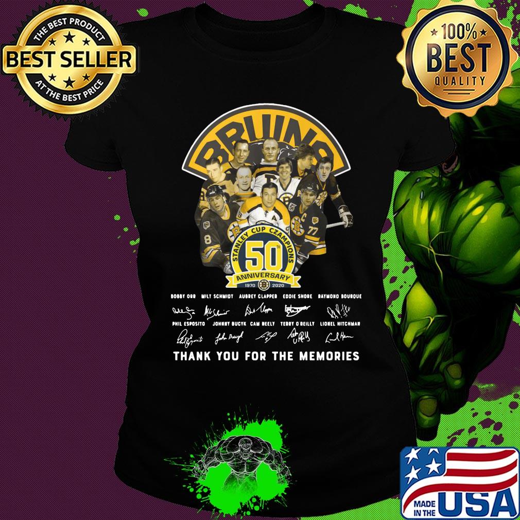 Bruins stanley cup champions 50th anniversary signature s Ladies tee Bruins stanley cup champions 50th anniversary signature s Ladies tee