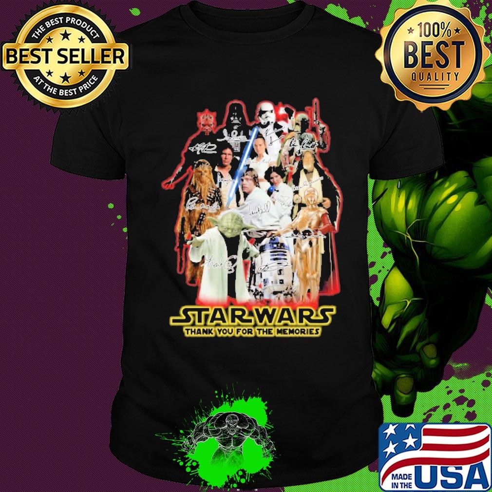 Characters star wars thank you for the memories signatures shirt