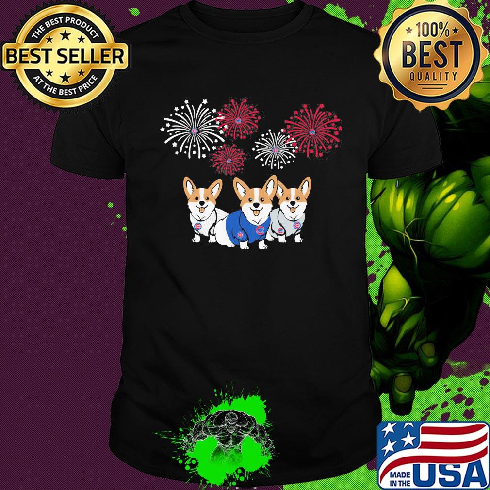 Corgi chicago cubs baseball firework independence day shirt