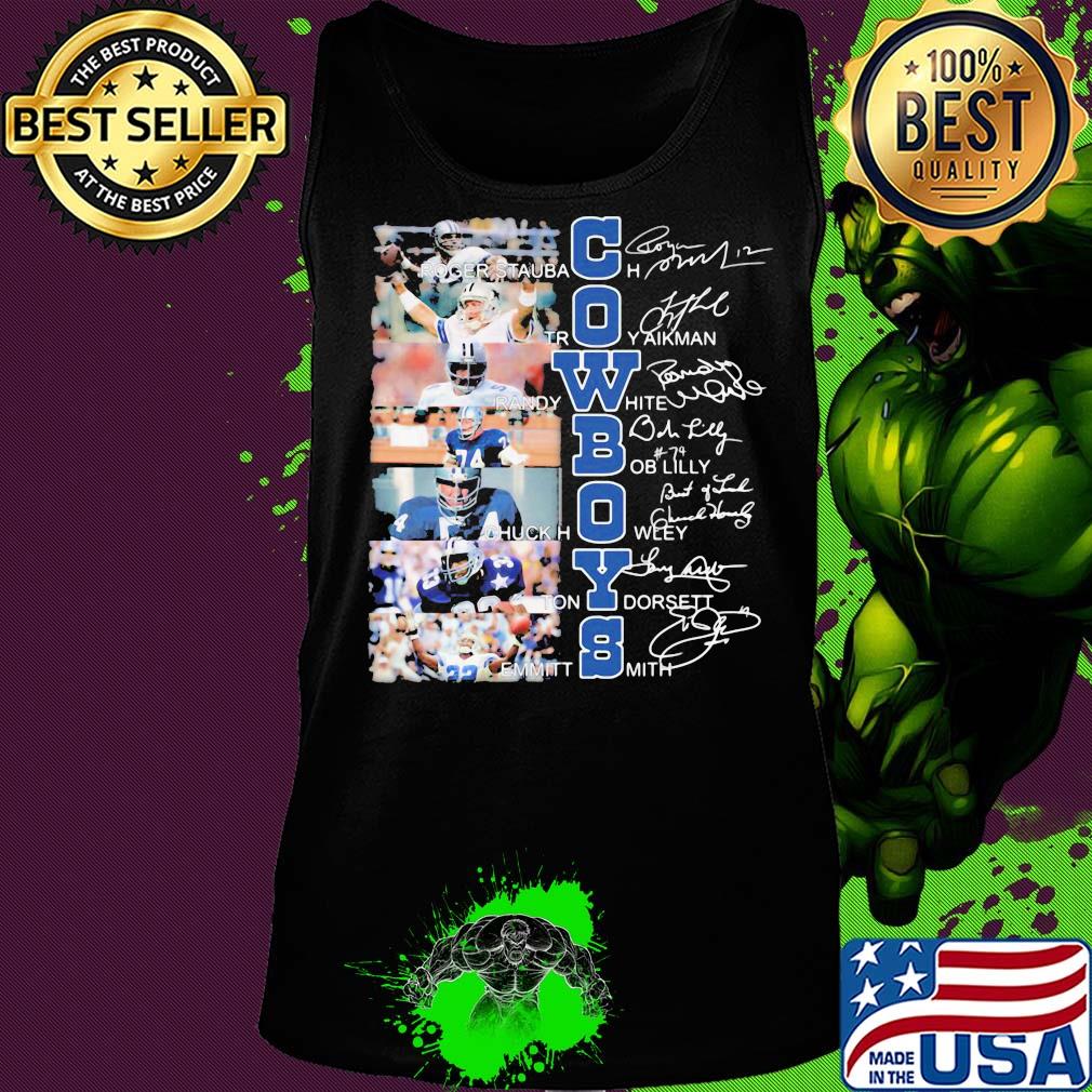 Cowboys Roger Staubach Troy aikman Randy White signature s Tank top Cowboys Roger Staubach Troy aikman Randy White signature s Tank top