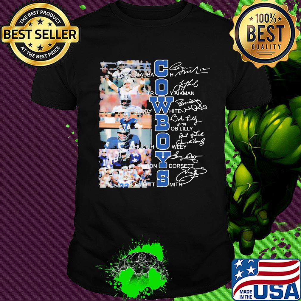 Cowboys Roger Staubach Troy aikman Randy White signature shirt Cowboys Roger Staubach Troy aikman Randy White signature shirt