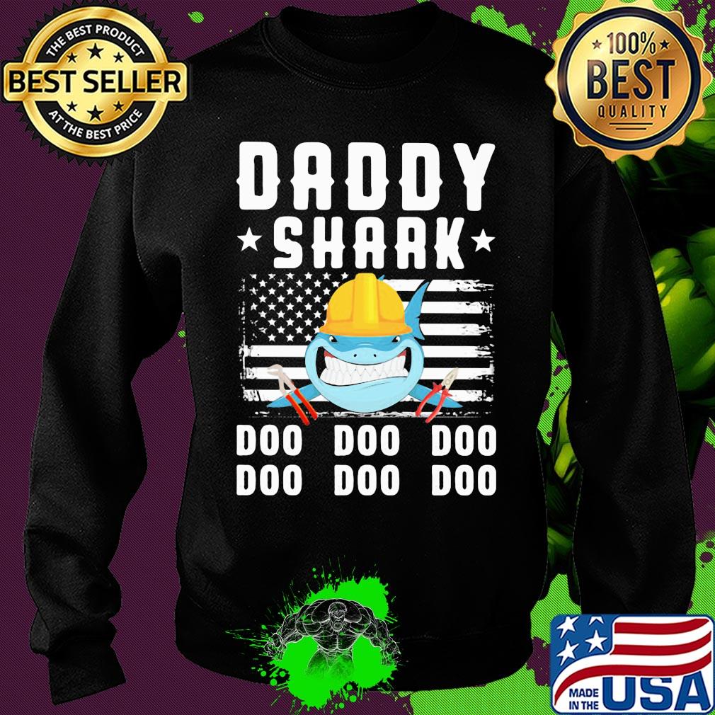 Daddy shark doo doo doo Lineman American flag veteran Independence Day s Sweater Daddy shark doo doo doo Lineman American flag veteran Independence Day s Sweater
