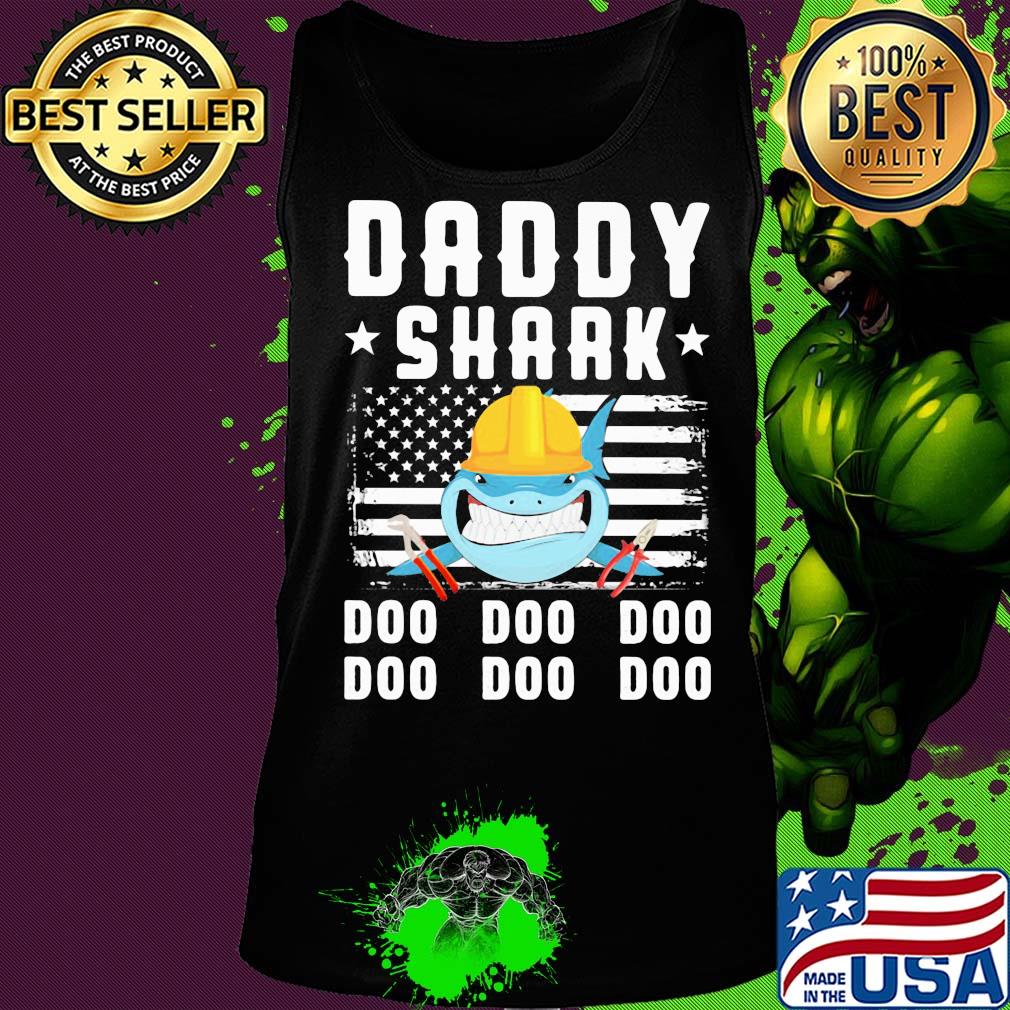 Daddy shark doo doo doo Lineman American flag veteran Independence Day s Tank top Daddy shark doo doo doo Lineman American flag veteran Independence Day s Tank top