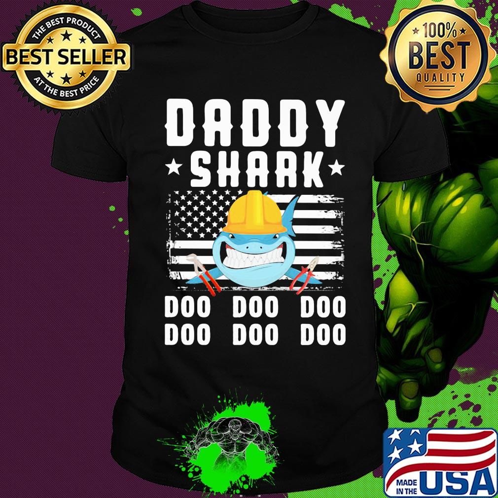 Daddy shark doo doo doo Lineman American flag veteran Independence Day shirt