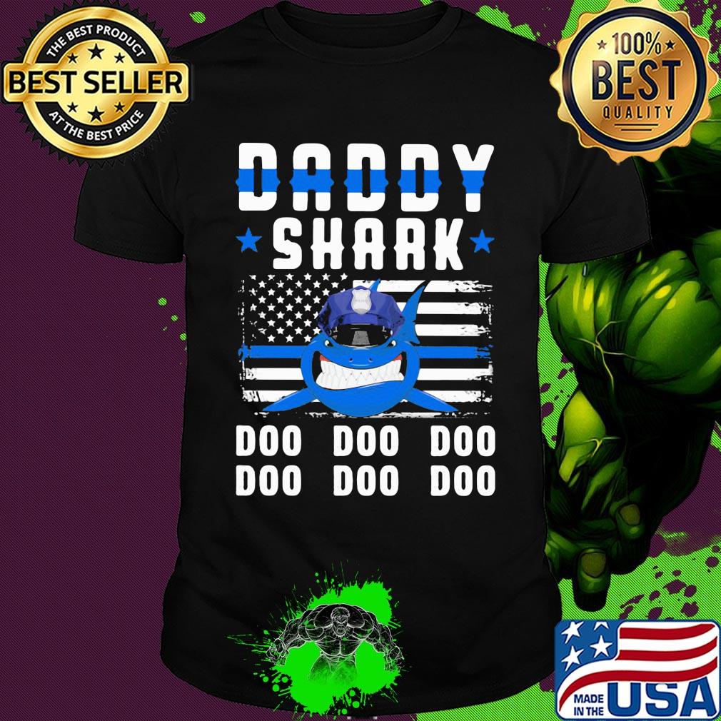 Daddy shark doo doo doo police American flag veteran Independence Day shirt