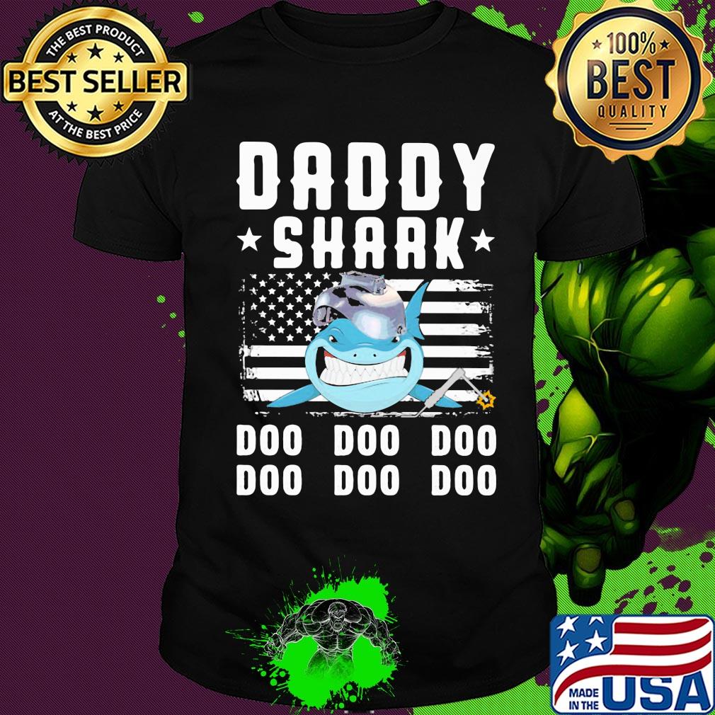 Daddy shark doo doo doo welder american flag veteran independence day shirt