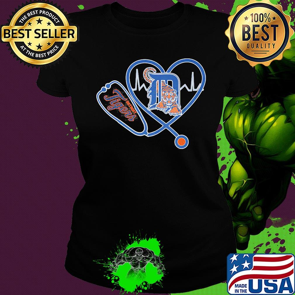 Detroit tigers baseball stethoscope heart s Ladies tee Detroit tigers baseball stethoscope heart s Ladies tee