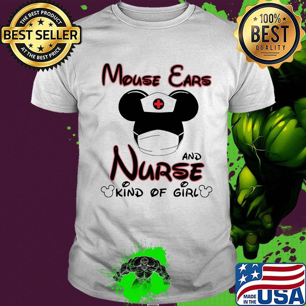 Disney mickey mouse ears and nurse kind of girl mask shirt
