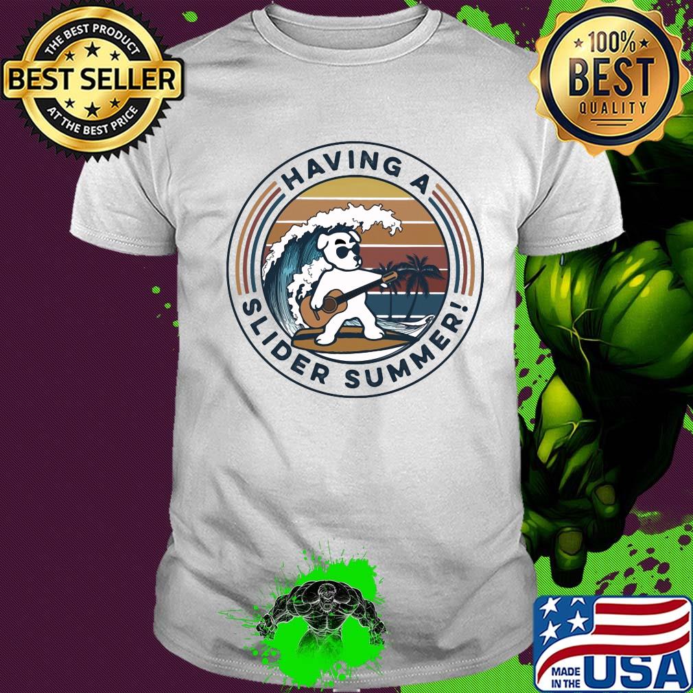 Dog play guitar having a slider summer vintage shirt