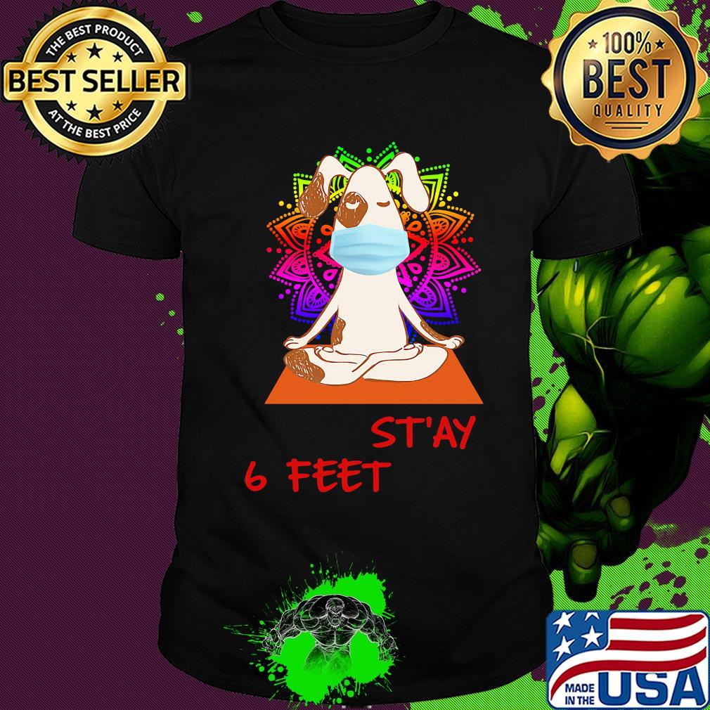 Dog yoga chill stay 6 feet mask covid-19 shirt