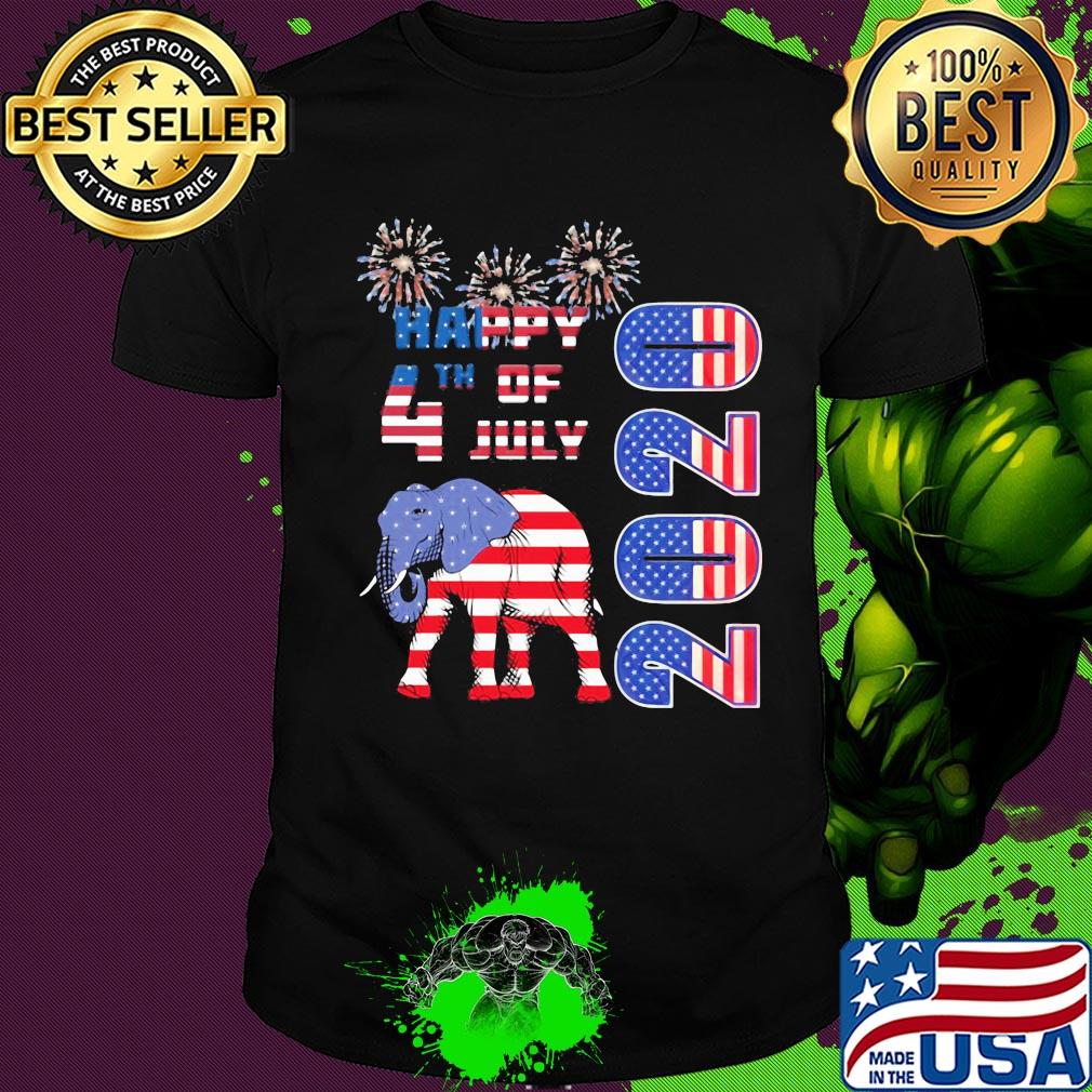 Elephant happy 4th of july 2020 american flag independence day shirt