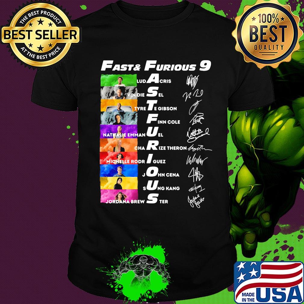 Fast and furious 9 characters signatures shirt Fast and furious 9 characters signatures shirt