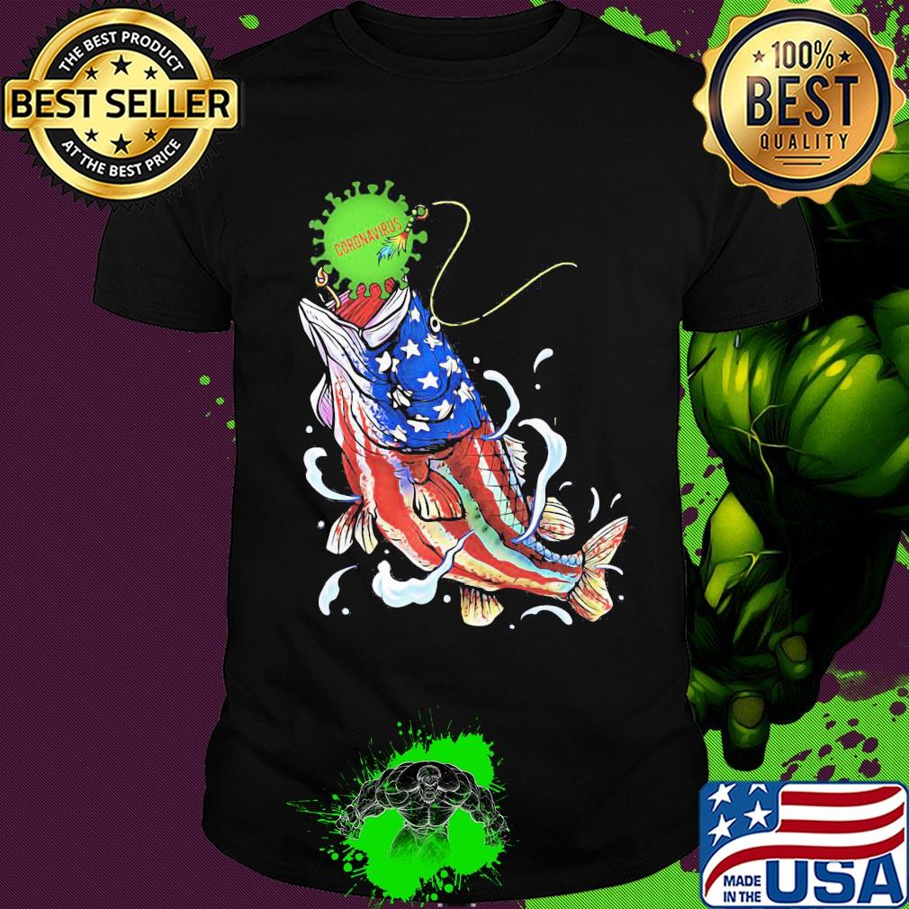 Fishing coronavirus american flag independence day shirt