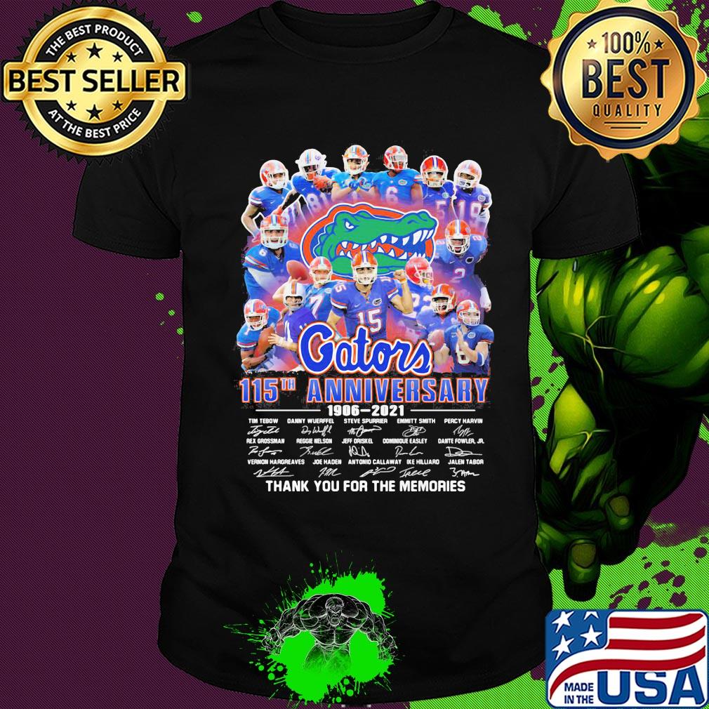 Florida gators 115th anniversary 1906 2021 thank you for the memories signatures shirt
