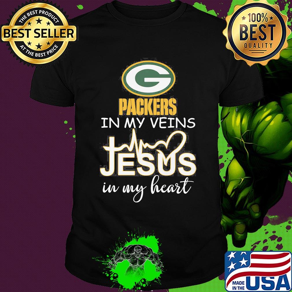 Green Bay Packers in my veins Jesus in my heart shirt