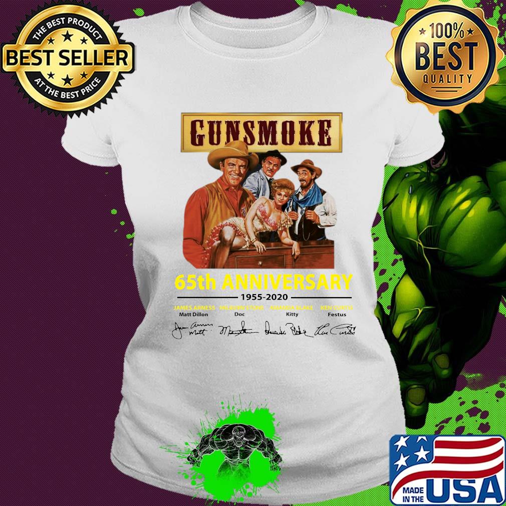 Gunsmoke 65th anniversary 1955-2020 signature s Ladies tee Gunsmoke 65th anniversary 1955-2020 signature s Ladies tee