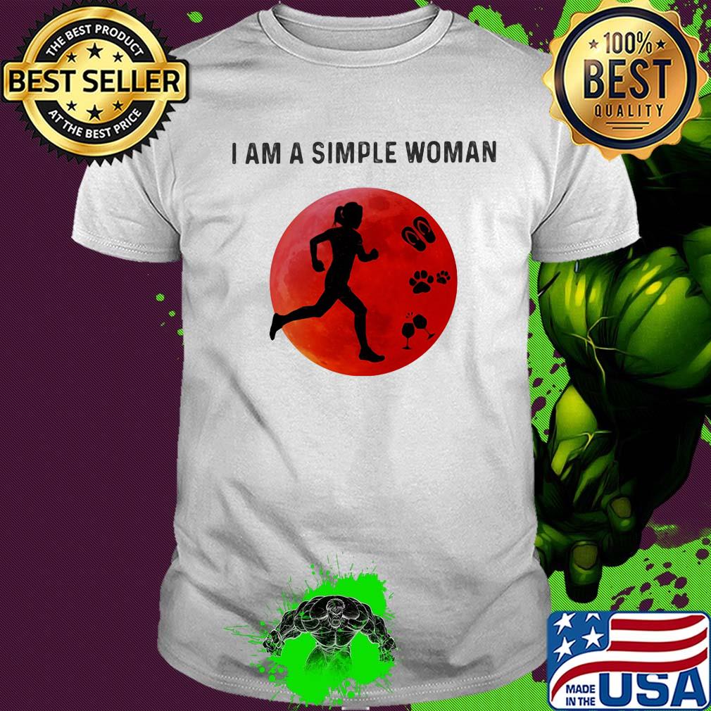 I am a simple woman running paw wine shirt