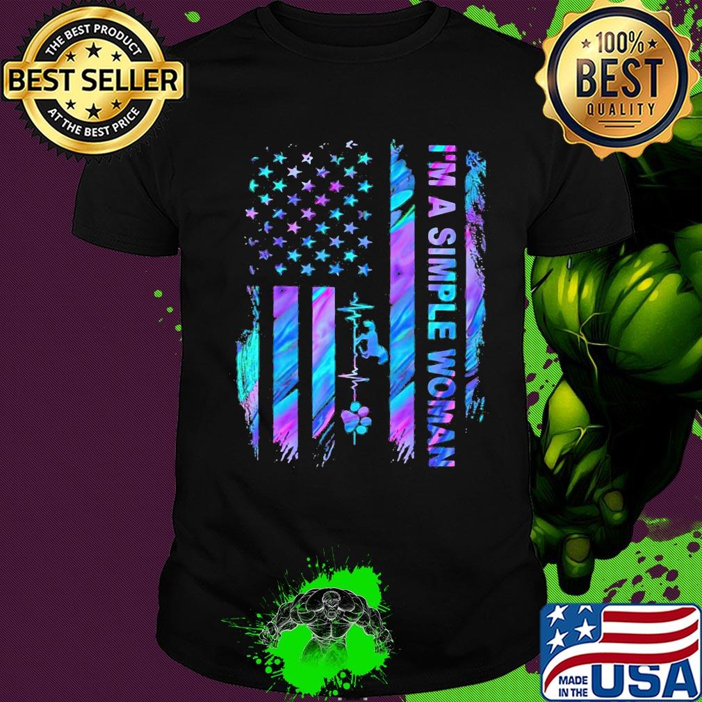 I'm a simple woman horse american flag heartbeat shirt