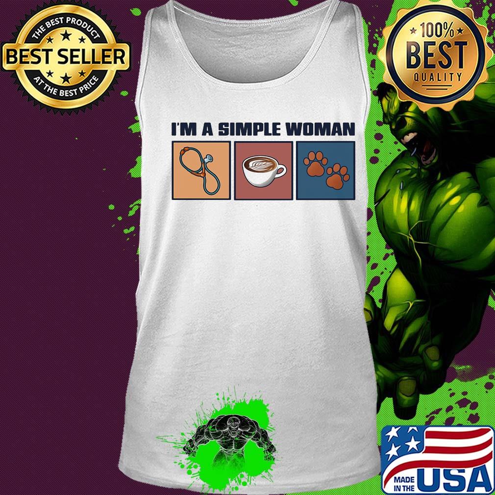 I'm a simple woman nurse coffee and paw dog vintage s Tank top I'm a simple woman nurse coffee and paw dog vintage s Tank top