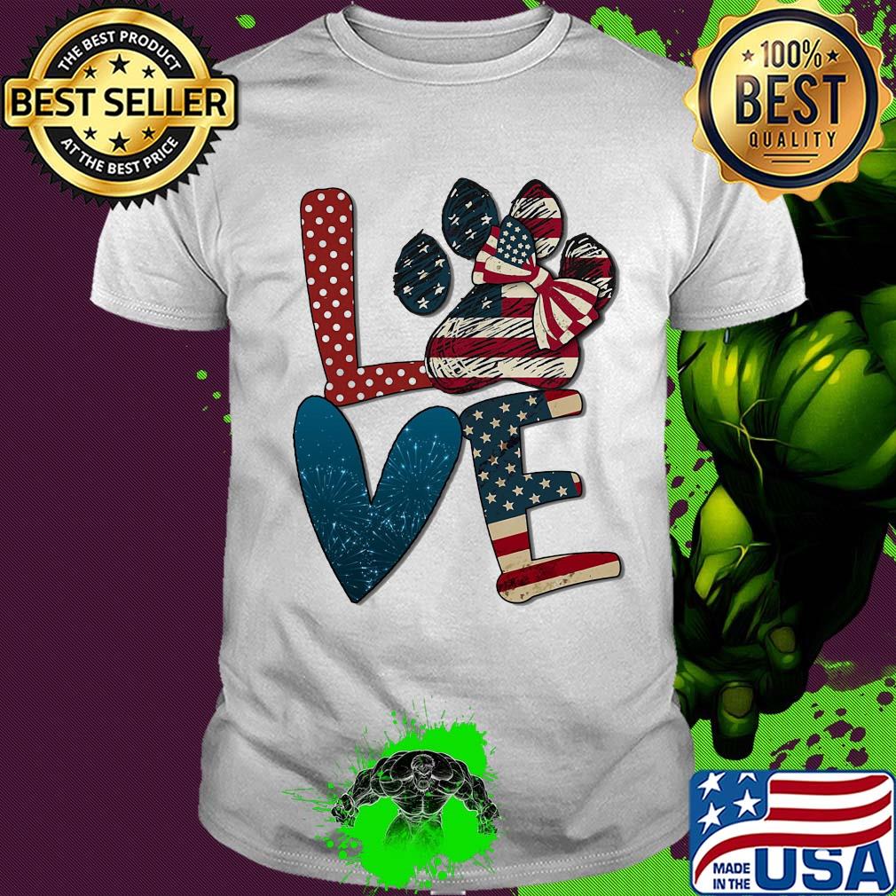 Independence Day love dog paw shirt