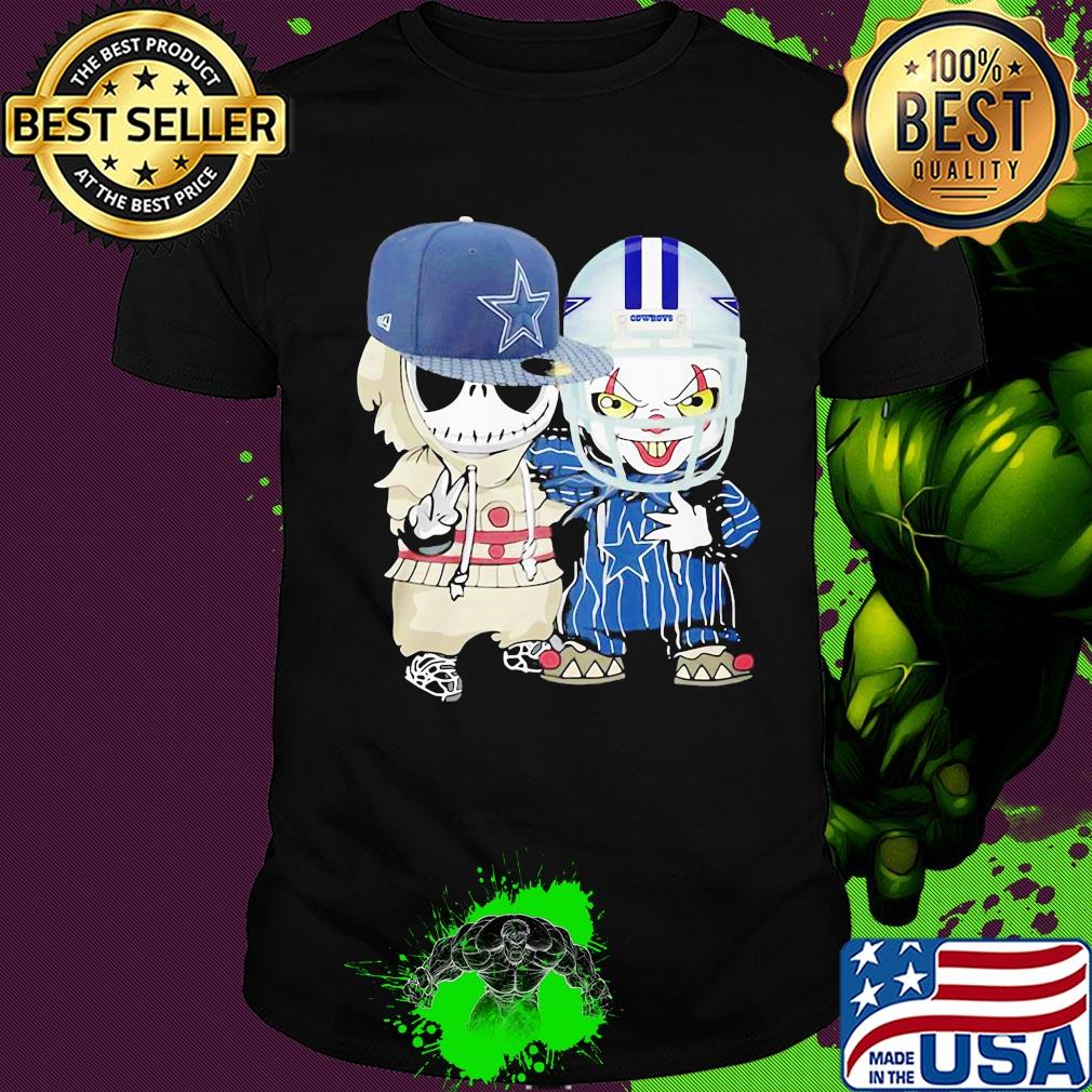 Jack skellington and joker player dallas cowboys football shirt