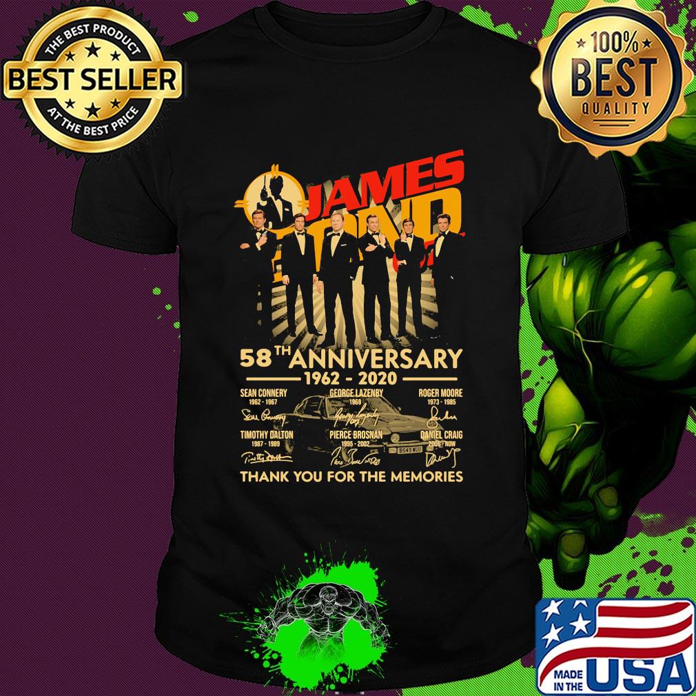 James bond 007 58th anniversary 1962 2020 thank you for the memories signatures shirt