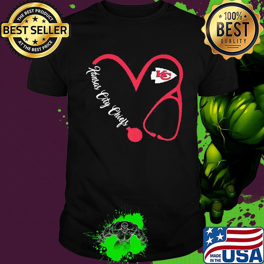 Kansas city chiefs football stethoscope heart shirt