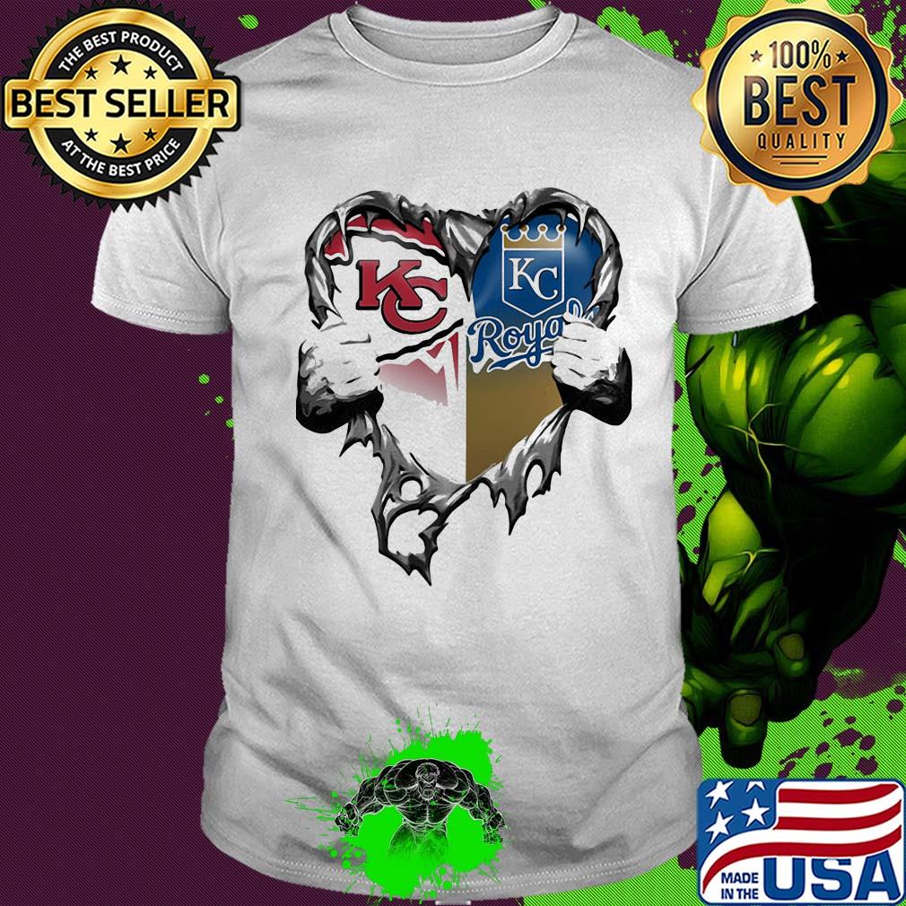 Kansas city chiefs vs kansas city royals heart hands shirt
