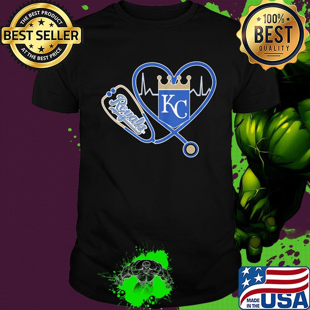 Kansas city royals baseball stethoscope heart shirt